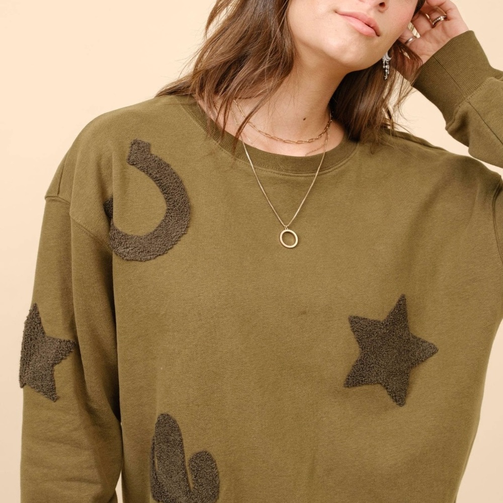 Olive Green Western Theme Sweatshirt